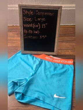 Nike Bright Blue  Compression Shorts with Orange Waistband Size Large